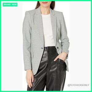 Wool Blend Blazer with Recycled Polyester Lining, Button Closure